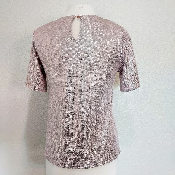 Monteau Los Angeles Rose Gold Shimmer Blouse Size M - Picture 8 of 11